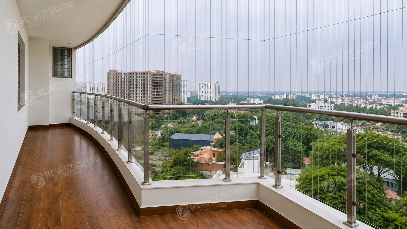 GPC invisible grill installed on a residential balcony